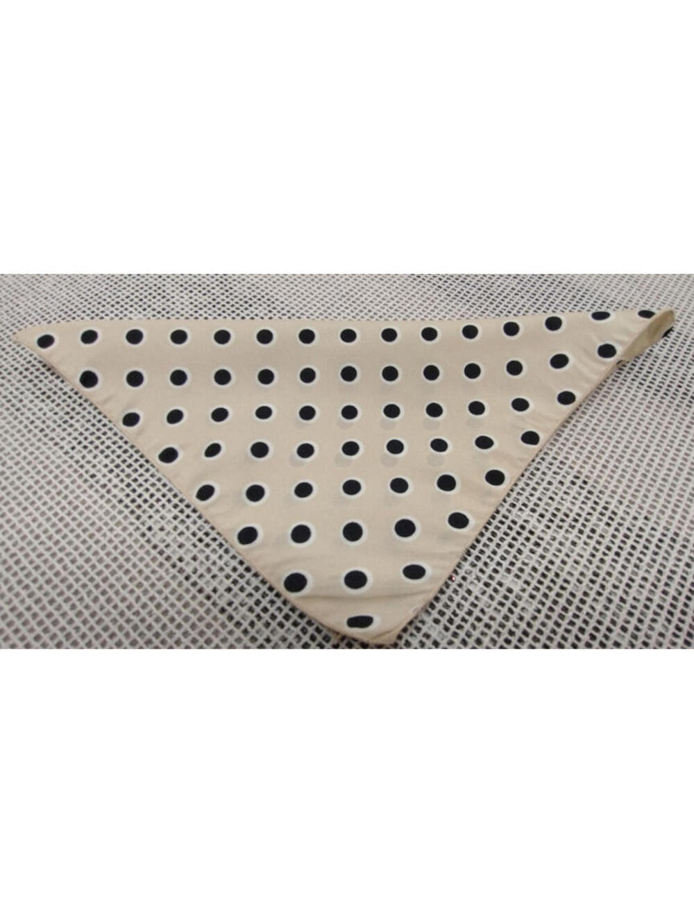 Men's Pocket Hankie Polka Dots Black Tan Beige White Vintage 1980s Hankie 8 x 7